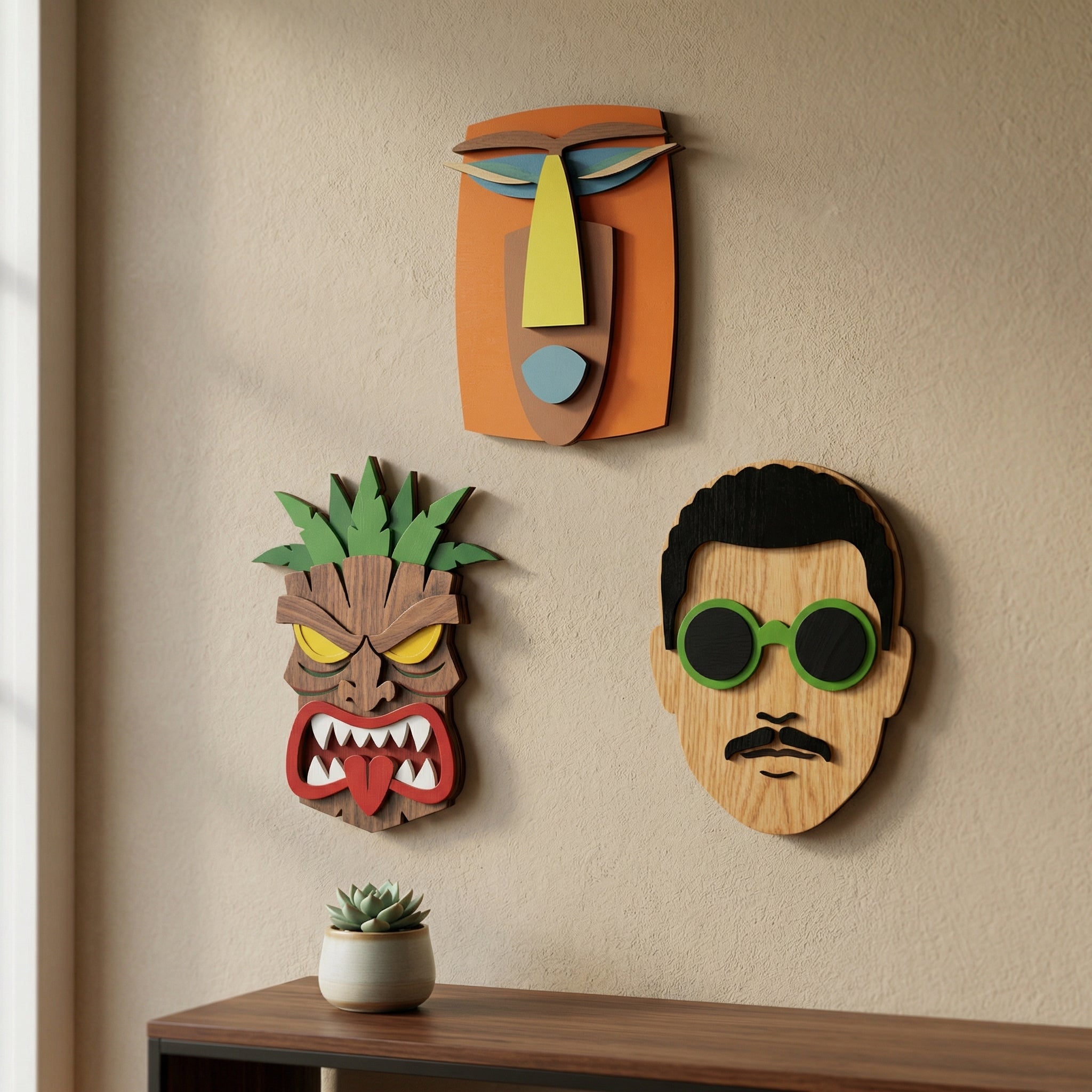 The Evolution Trio Set - 3d  Wooden wall decor