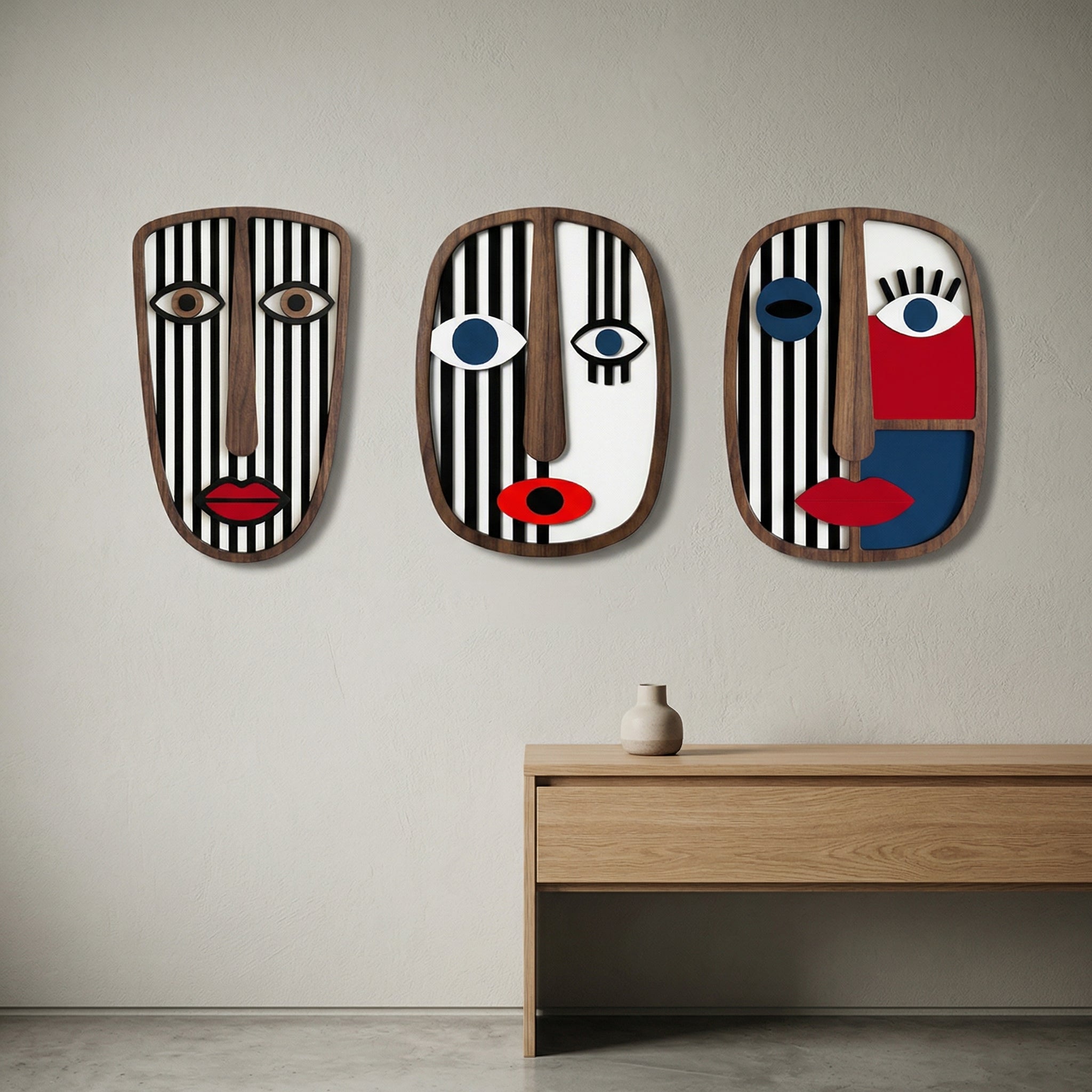 The Linear Soul Trio Set - 3d  Wooden wall decor