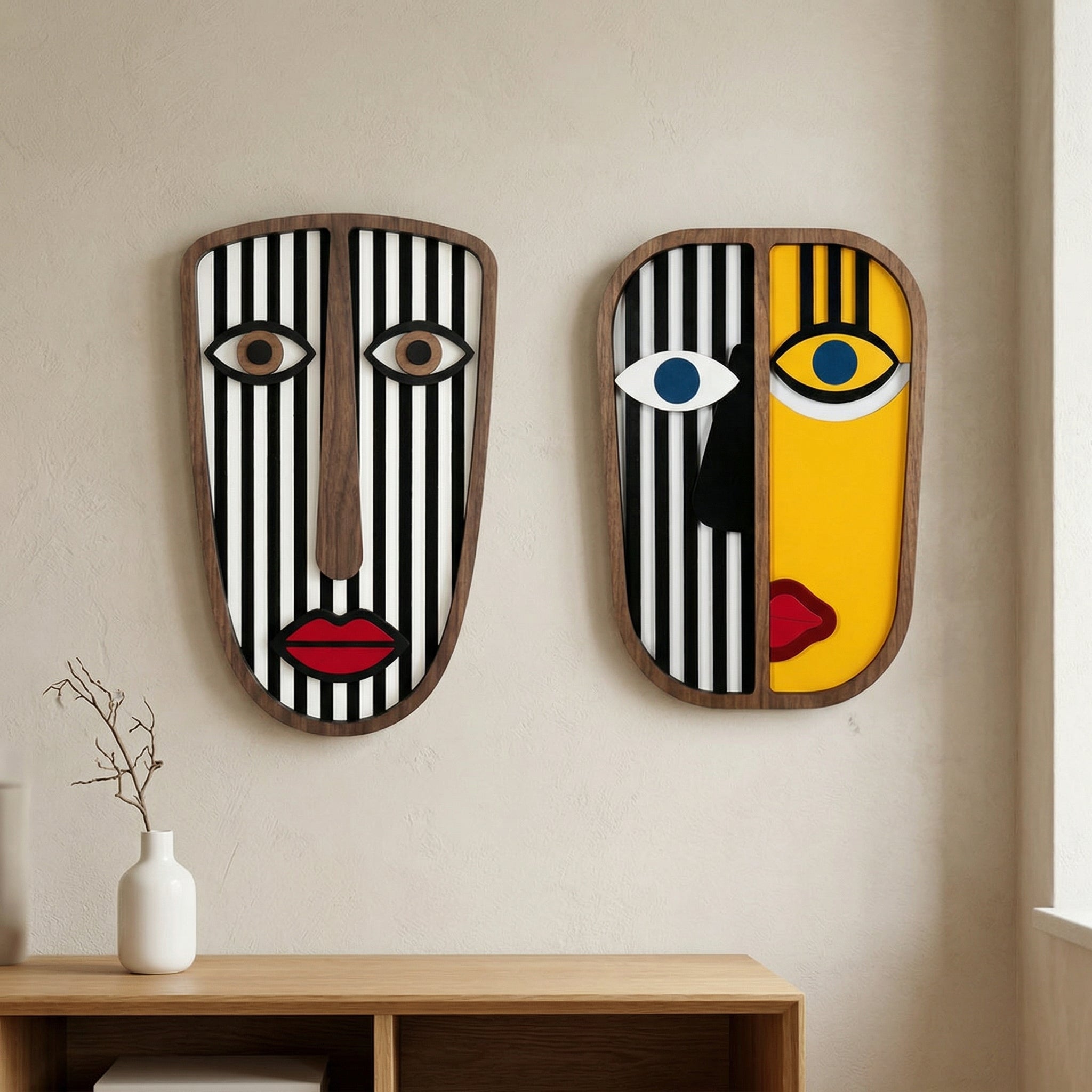 The Contrast Duo Set - 3d  Wooden wall decor