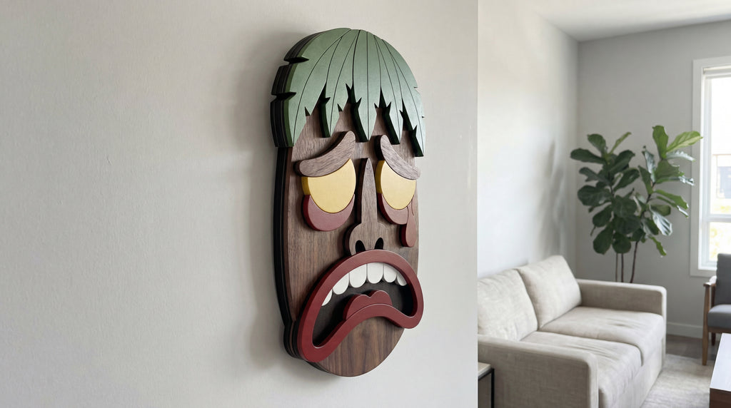 The Crying King Mask – Handmade 3D Wooden Wall Decor | Masqez