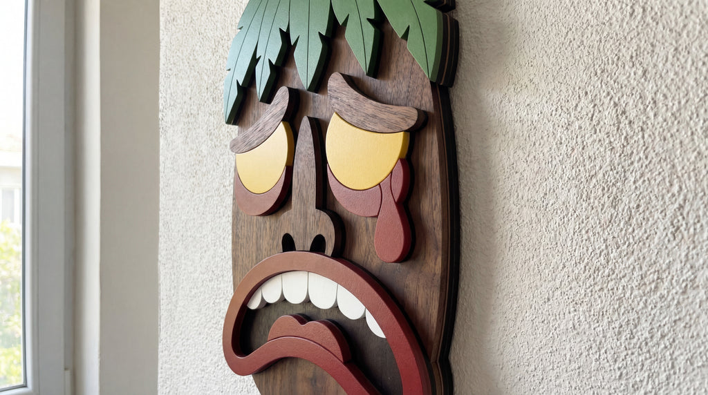 The Crying King Mask – Handmade 3D Wooden Wall Decor | Masqez