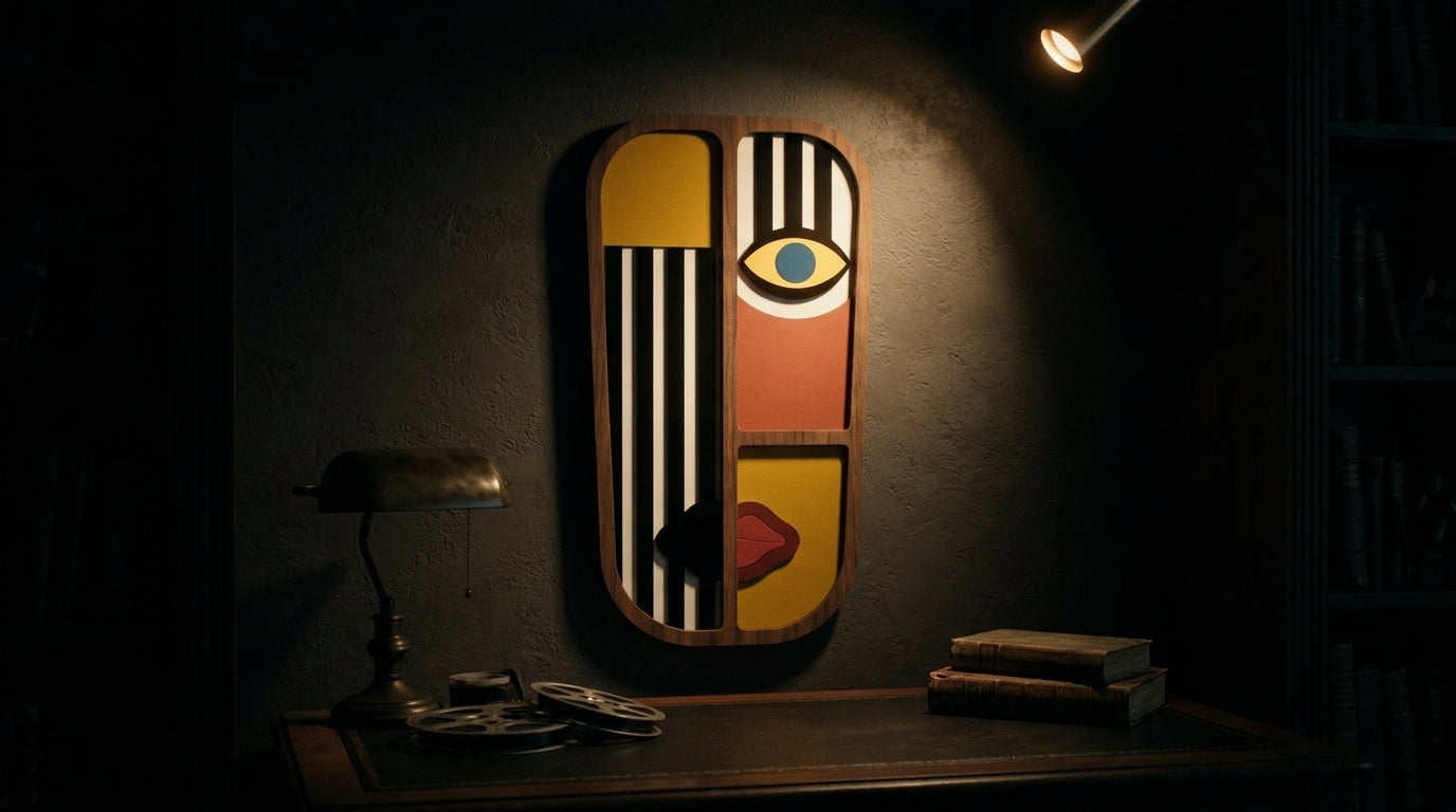 The Mystery split Mask - wooden wall decor