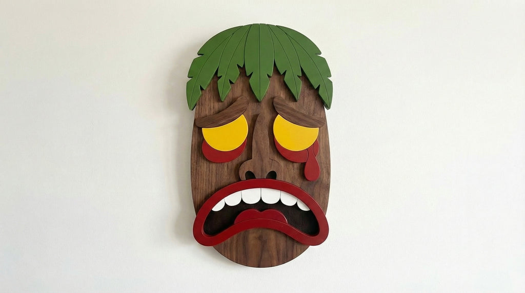 The Crying King Mask – Handmade 3D Wooden Wall Decor | Masqez