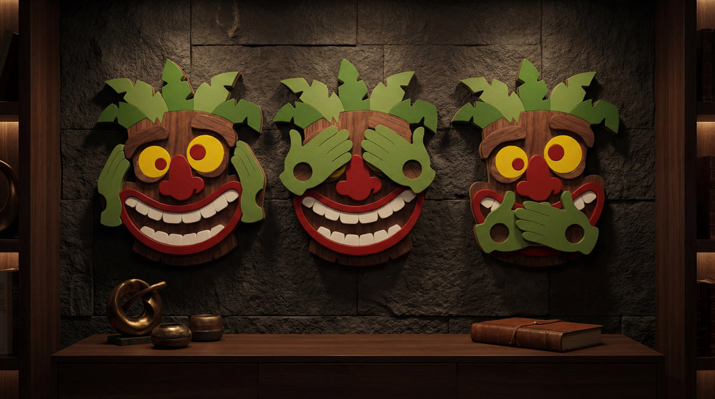 Trinity of Silence – 3D Wooden Wall Art Set | Masqez
