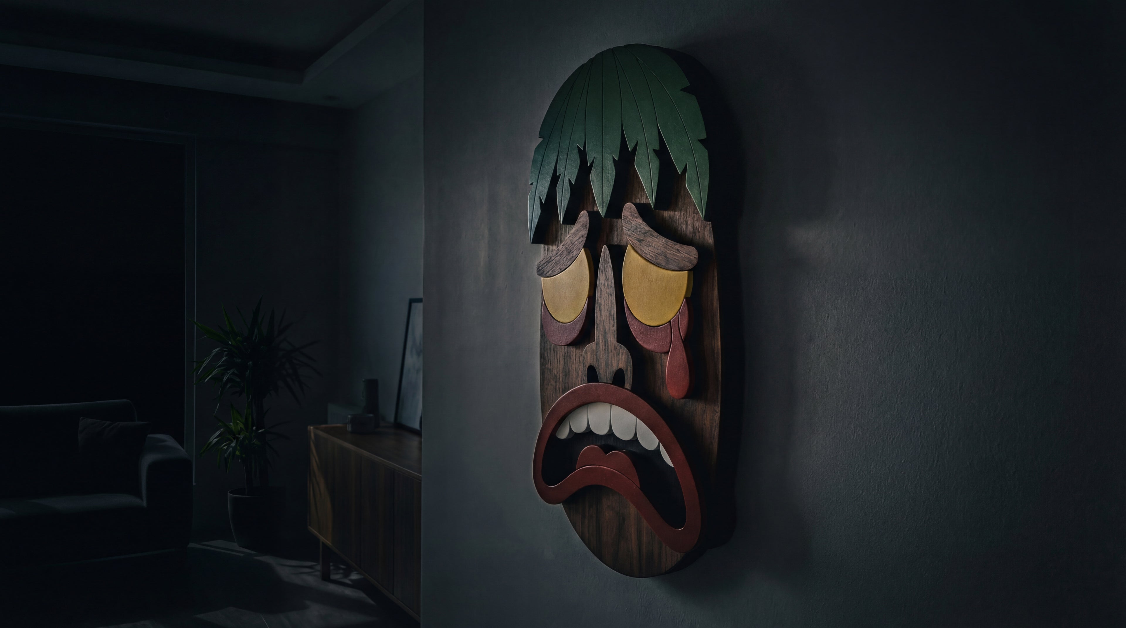The Crying King Mask – Handmade 3D Wooden Wall Decor | Masqez
