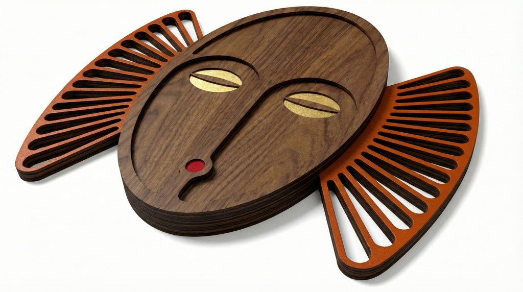 Sunburst Tribal Face Mask – Handmade 3D Wooden Wall Decor | Masqez