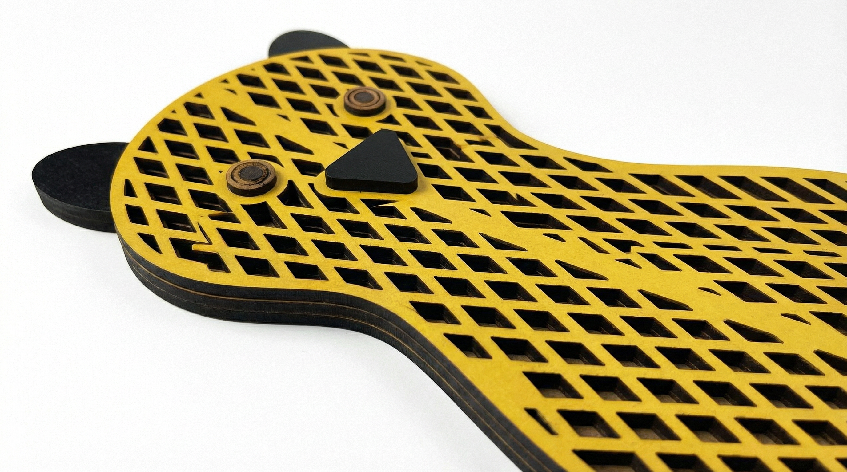 Golden Grid Cat Mask - Wooden wall decor