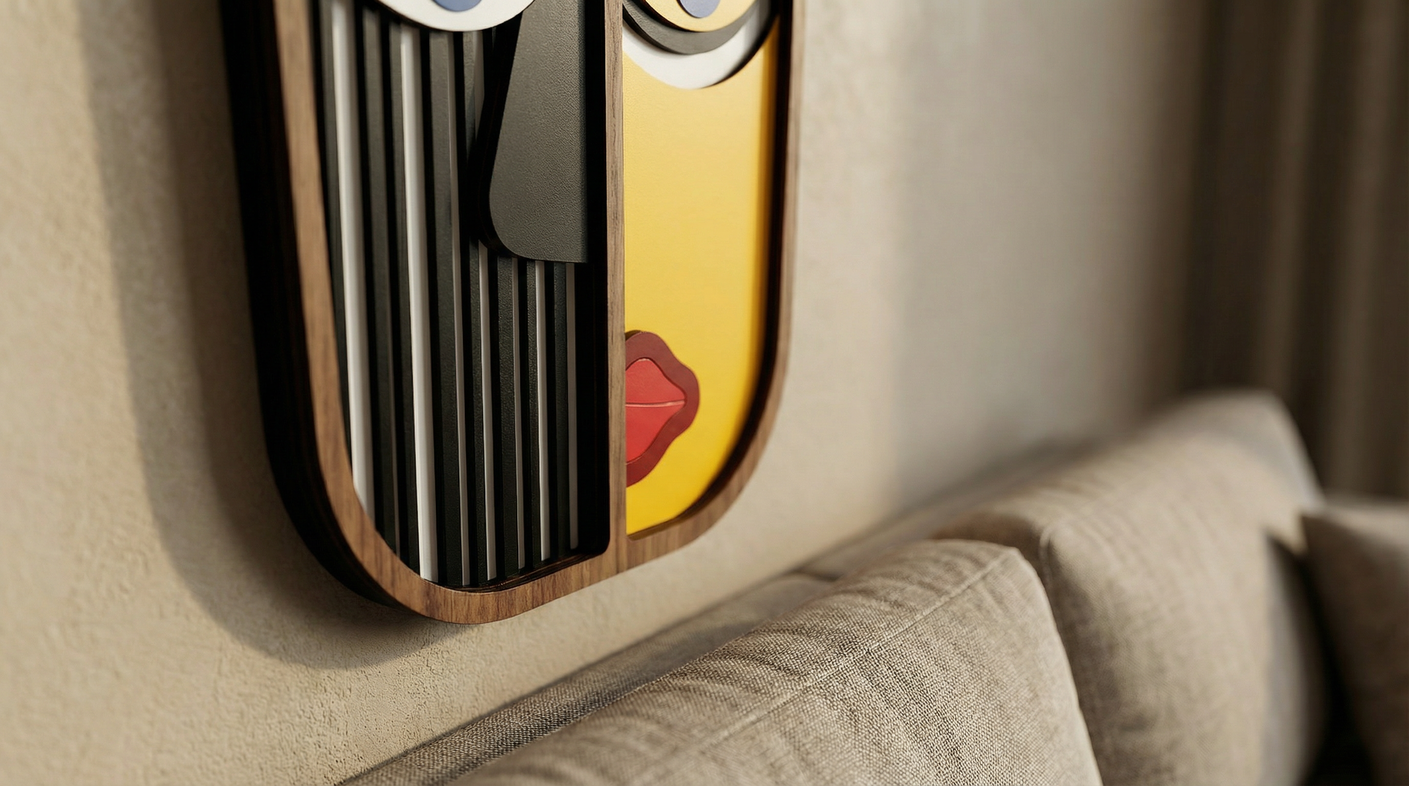 The balance split mask - wooden wall decor