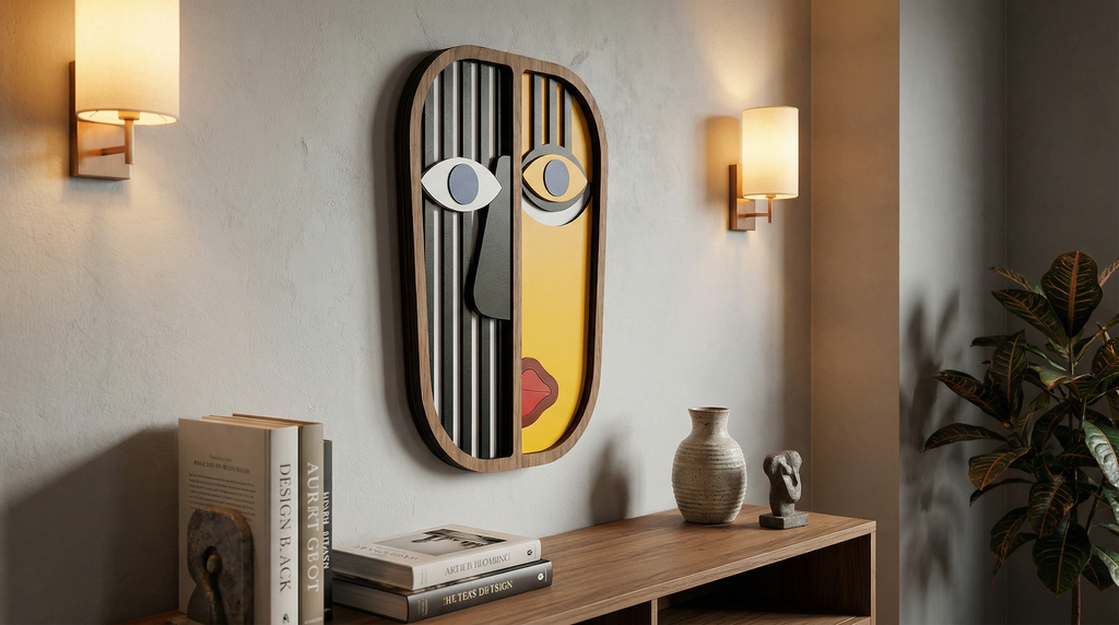 The Balance Split Mask – Handmade 3D Wooden Wall Decor | Masqez