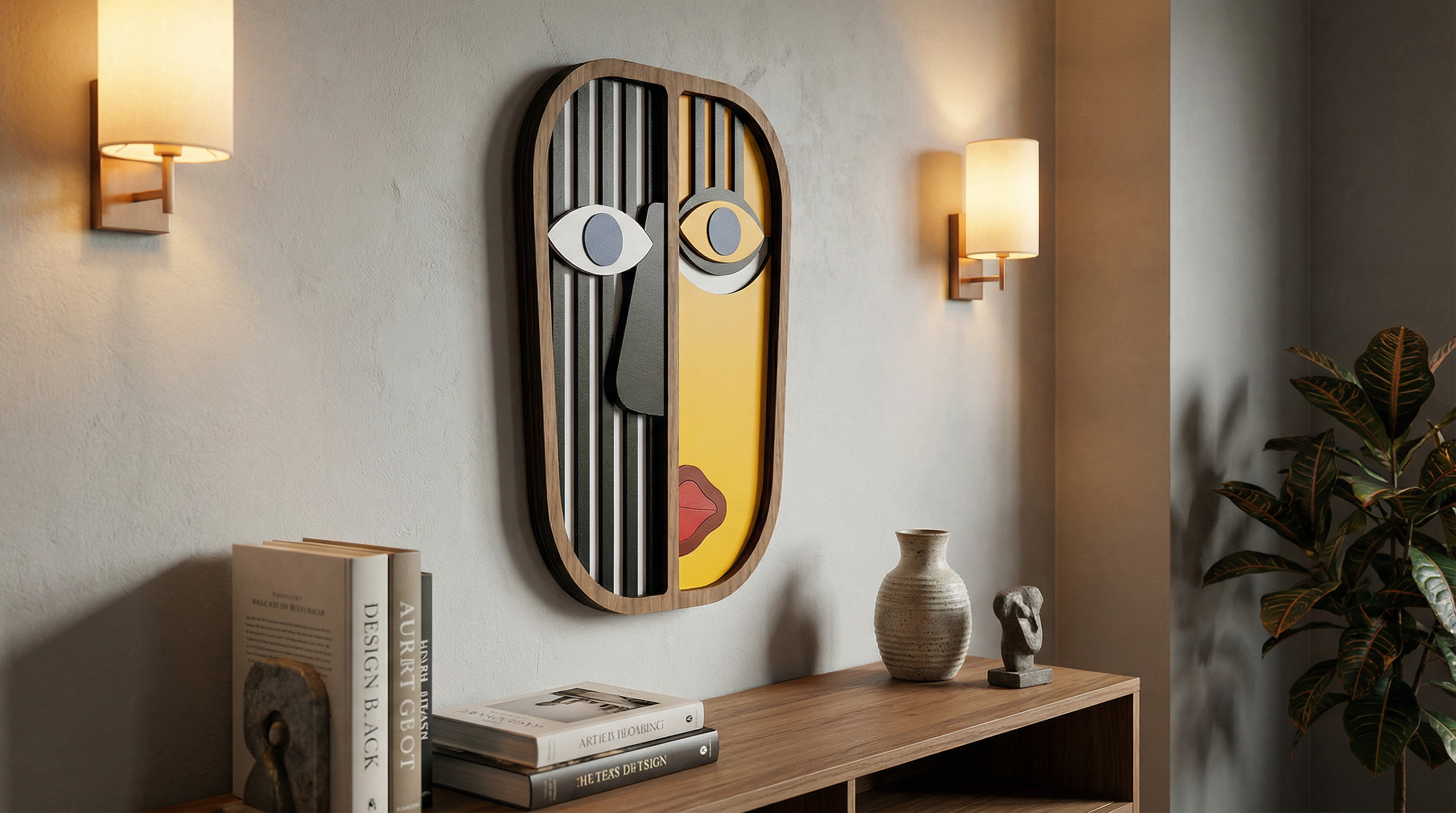 The balance split mask - wooden wall decor