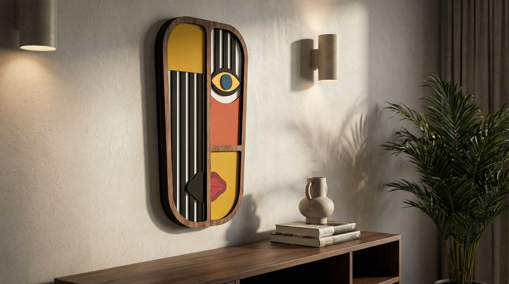 The Mystery Split Mask – Handmade 3D Wooden Wall Decor | Masqez