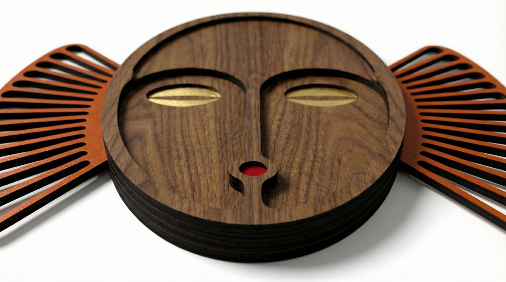 Sunburst Tribal Face Mask – Handmade 3D Wooden Wall Decor | Masqez