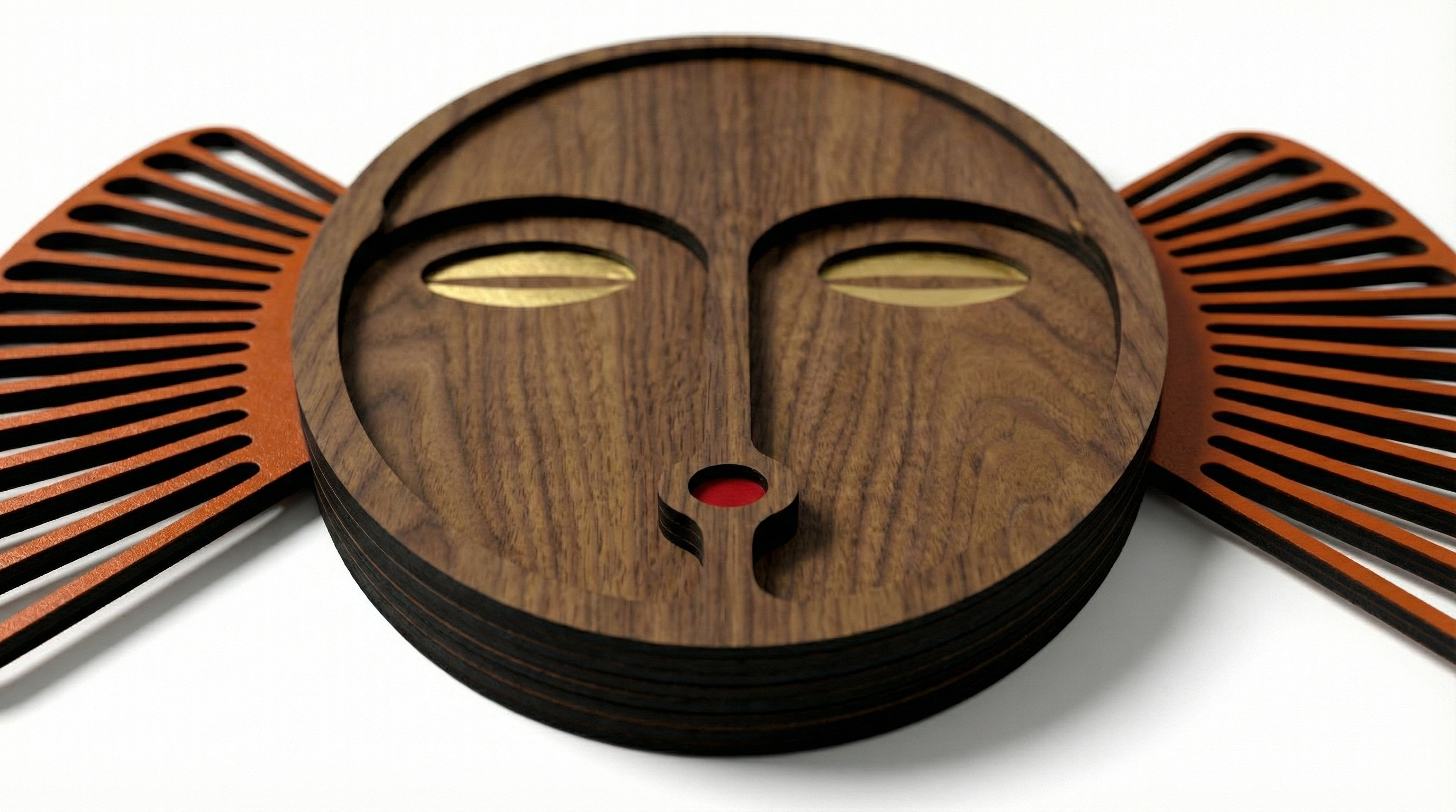 Sunburst Tribal Face Mask – Handmade 3D Wooden Wall Decor | Masqez