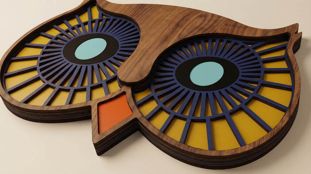 Owl Eye Wall Mask – Handmade 3D Wooden Wall Decor | Masqez