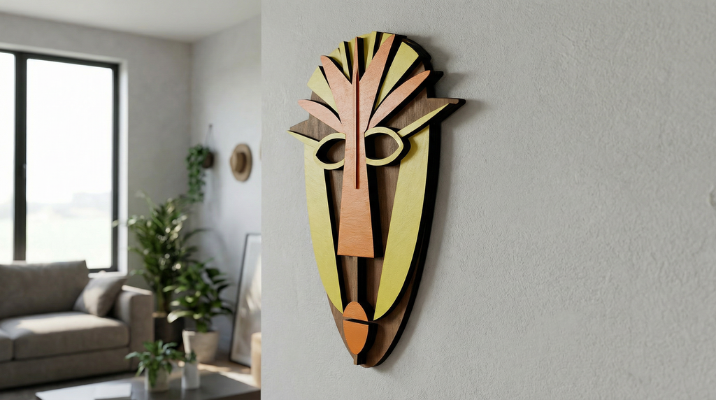 Saba Mask – Handmade 3D Wooden Wall Decor | Masqez