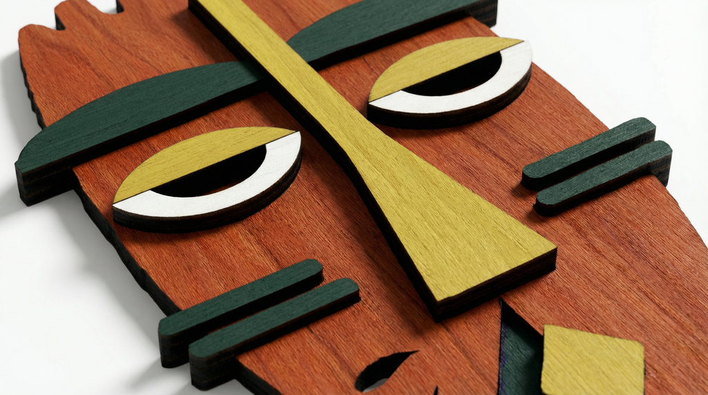 Ayo African Mask – Handmade 3D Wooden Wall Decor | Masqez