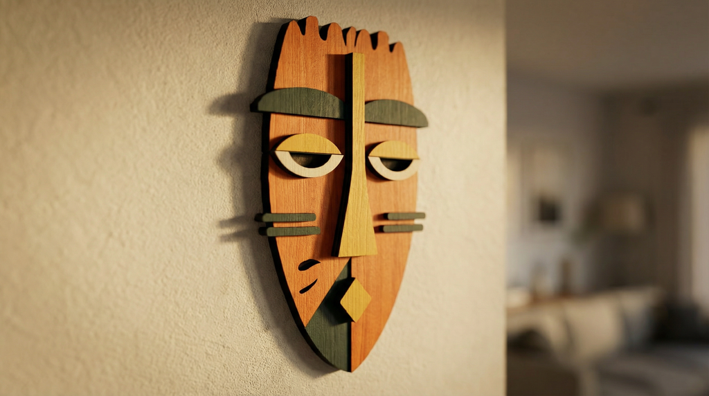Ayo African Mask – Handmade 3D Wooden Wall Decor | Masqez