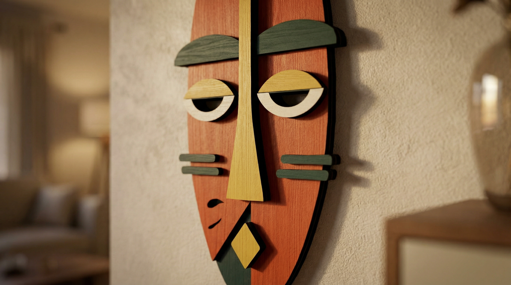 Ayo African Mask – Handmade 3D Wooden Wall Decor | Masqez