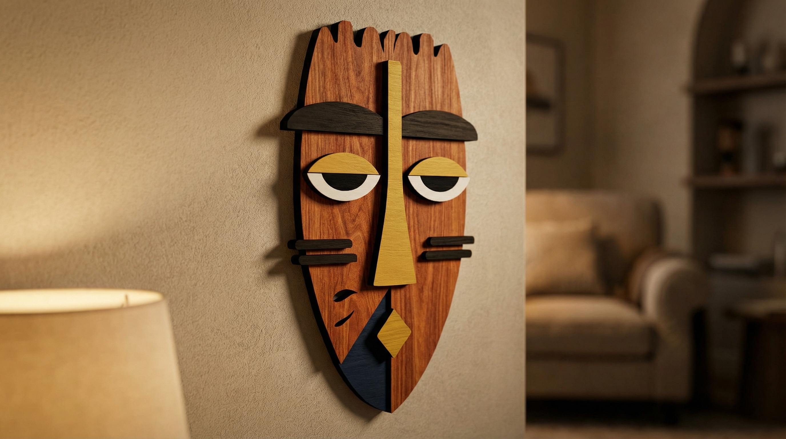 Ayo African Mask – Handmade 3D Wooden Wall Decor | Masqez