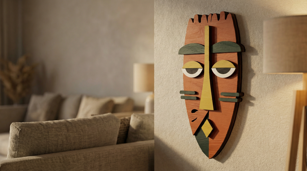 Ayo African Mask – Handmade 3D Wooden Wall Decor | Masqez
