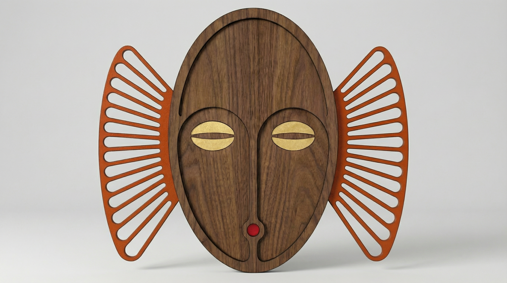 Sunburst Tribal Face Mask – Handmade 3D Wooden Wall Decor | Masqez