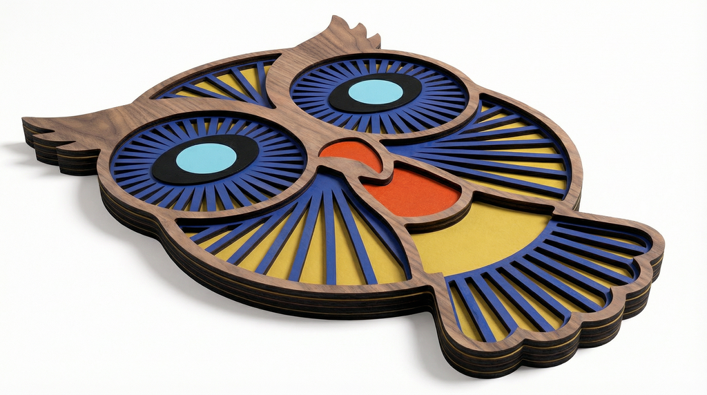 Owl Wall Mask – Handmade 3D Wooden Wall Decor | Masqez