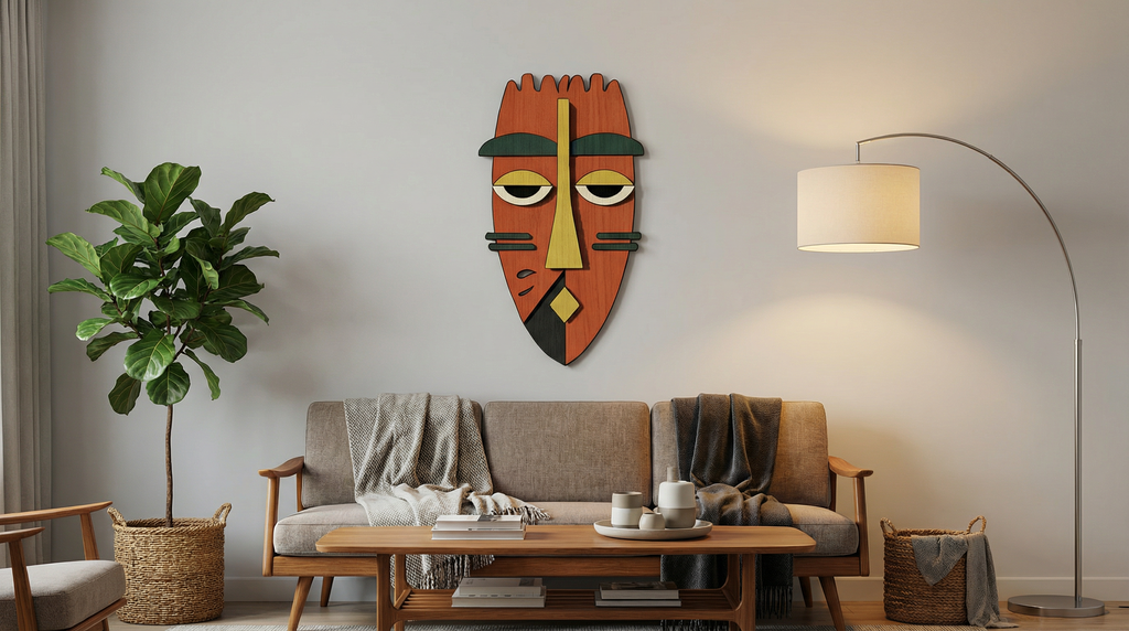 Ayo African Mask – Handmade 3D Wooden Wall Decor | Masqez