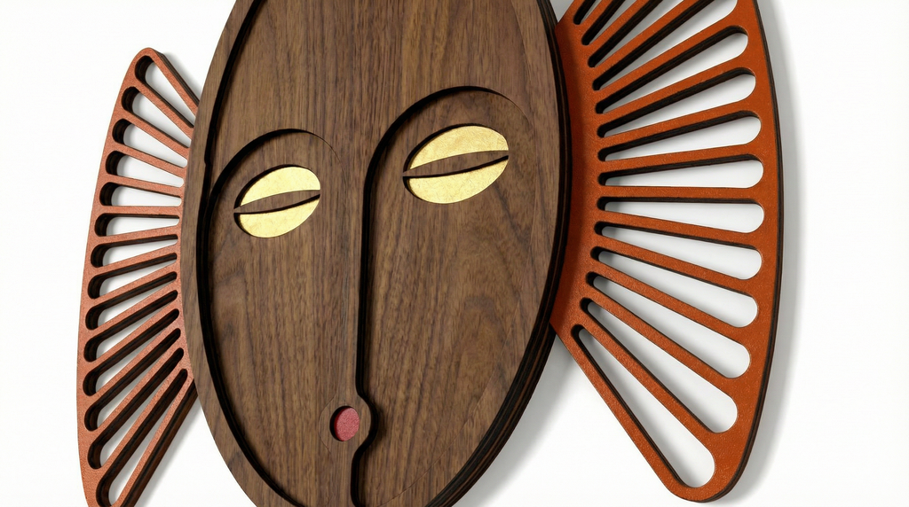 Sunburst Tribal Face Mask – Handmade 3D Wooden Wall Decor | Masqez