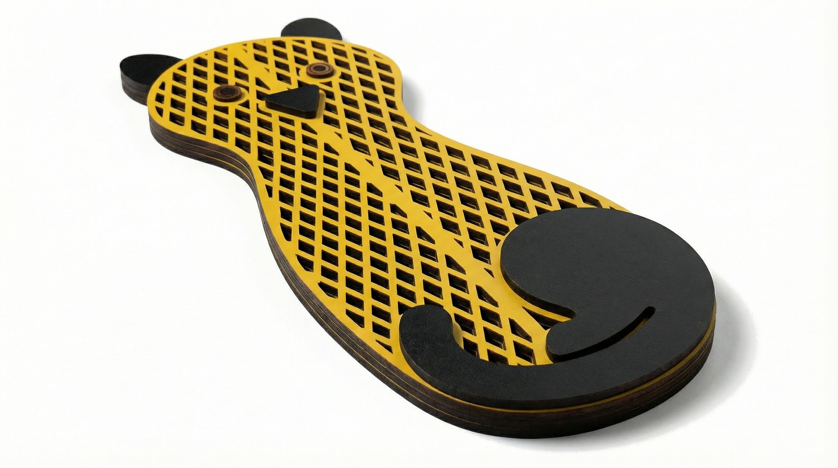 Golden Grid Cat Mask - Wooden wall decor