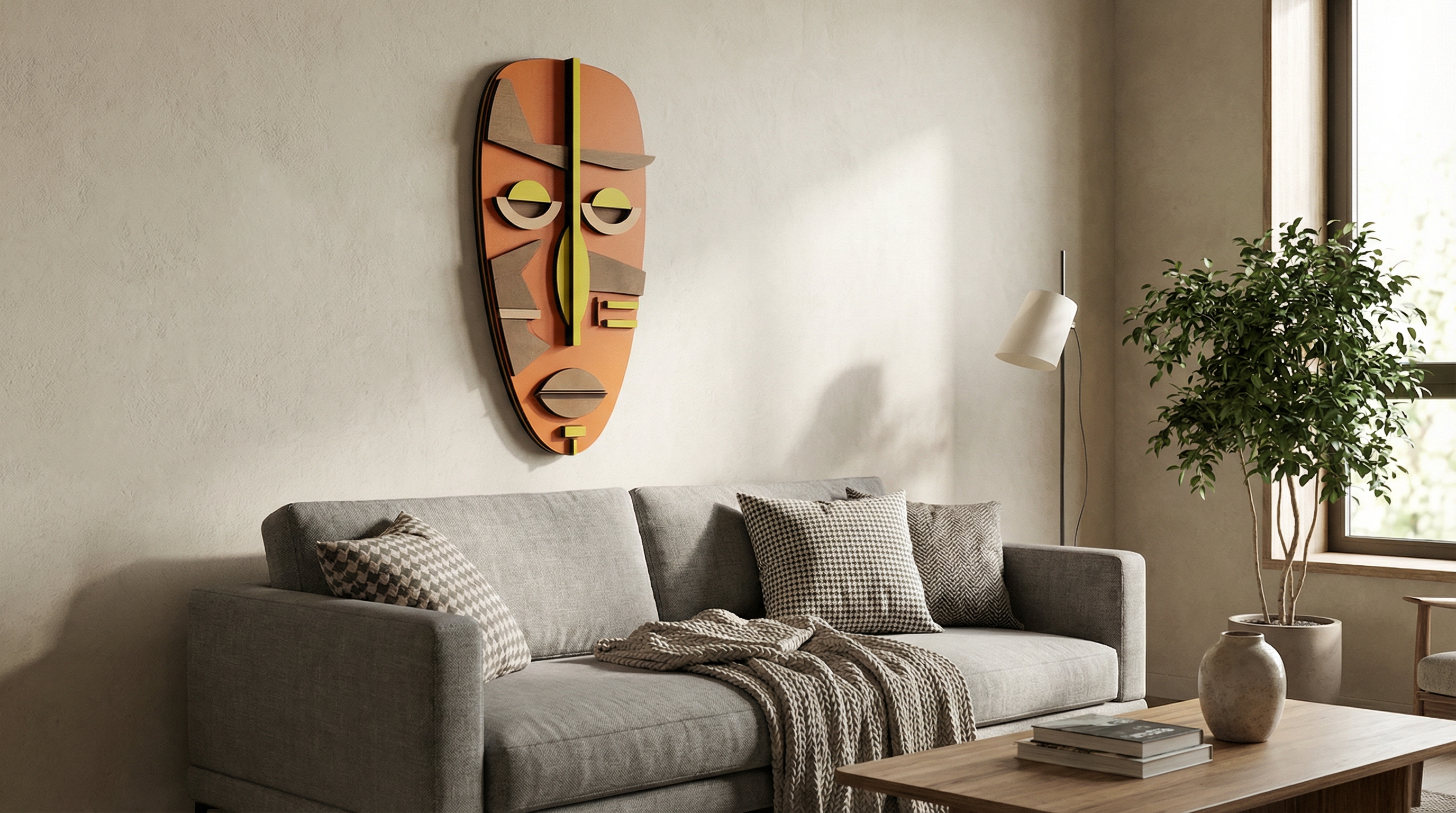 Kwame Mask – Handmade 3D Wooden Wall Decor | Masqez