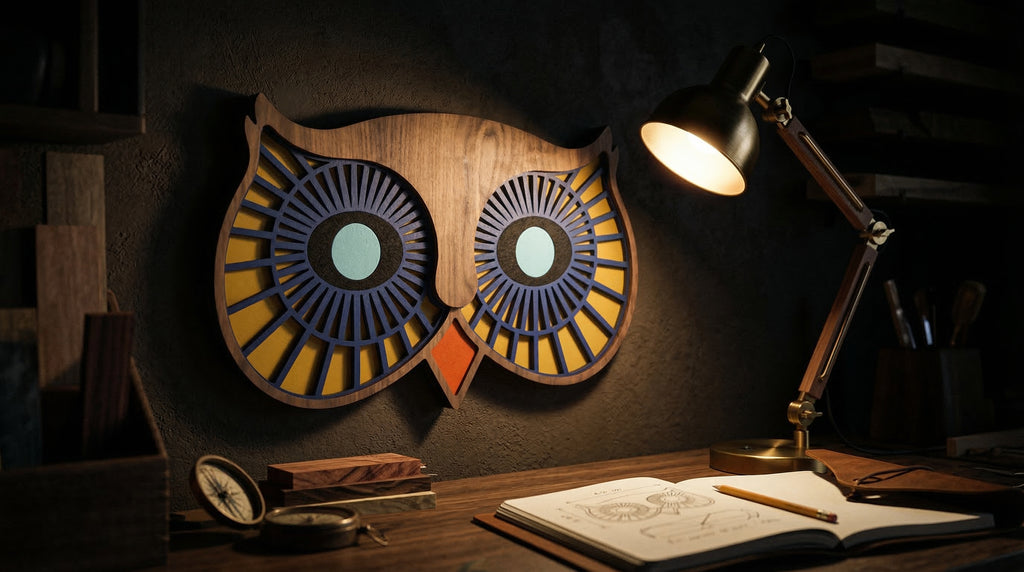 Owl Eye Wall Mask – Handmade 3D Wooden Wall Decor | Masqez