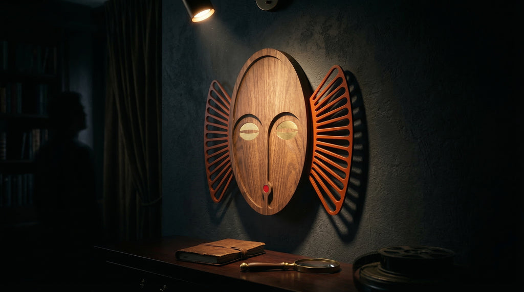 Sunburst Tribal Face Mask – Handmade 3D Wooden Wall Decor | Masqez