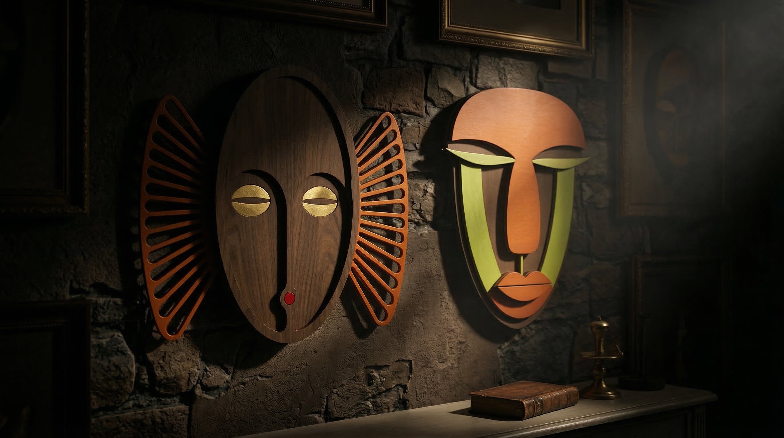 Sunburst Tribal Face Mask - Wooden wall decor