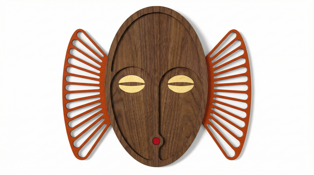Sunburst Tribal Face Mask – Handmade 3D Wooden Wall Decor | Masqez