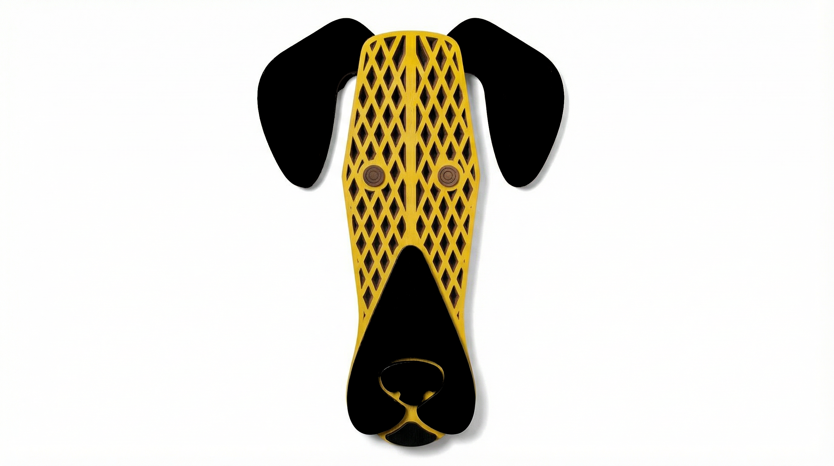 Golden Grid Dog Mask - Wooden wall decor